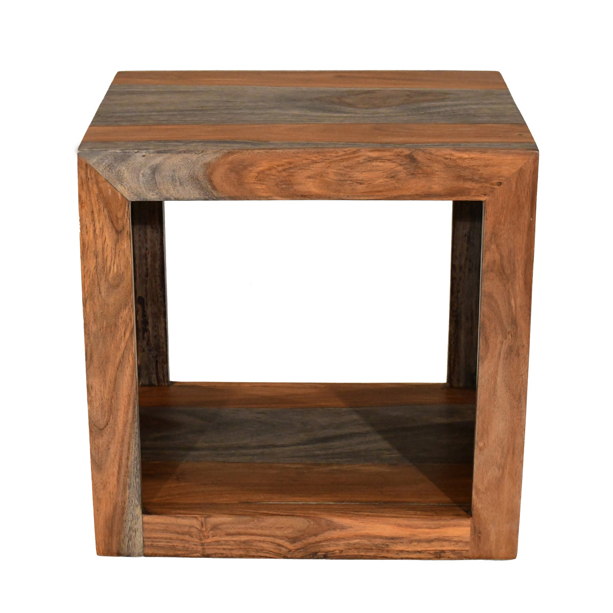 Solid Sheesham Cube Lamp Table with Tint - Goa