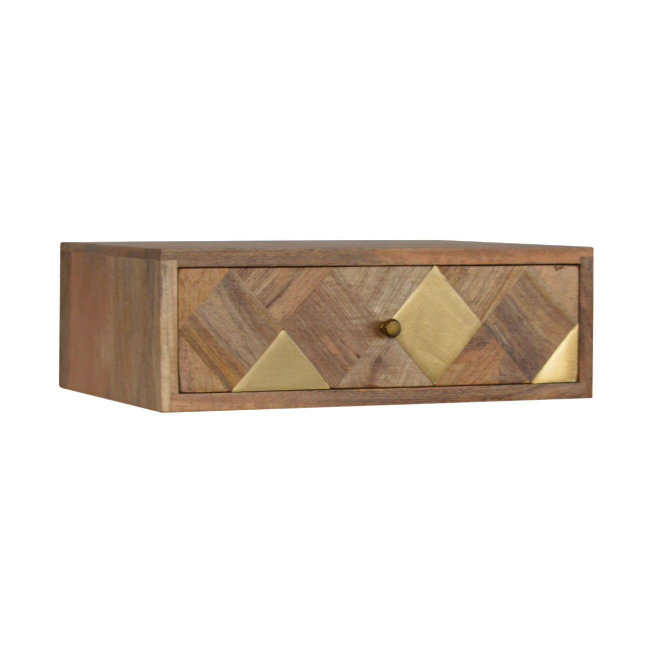 Wall Mounted Brass Inlay Diamond Bedside