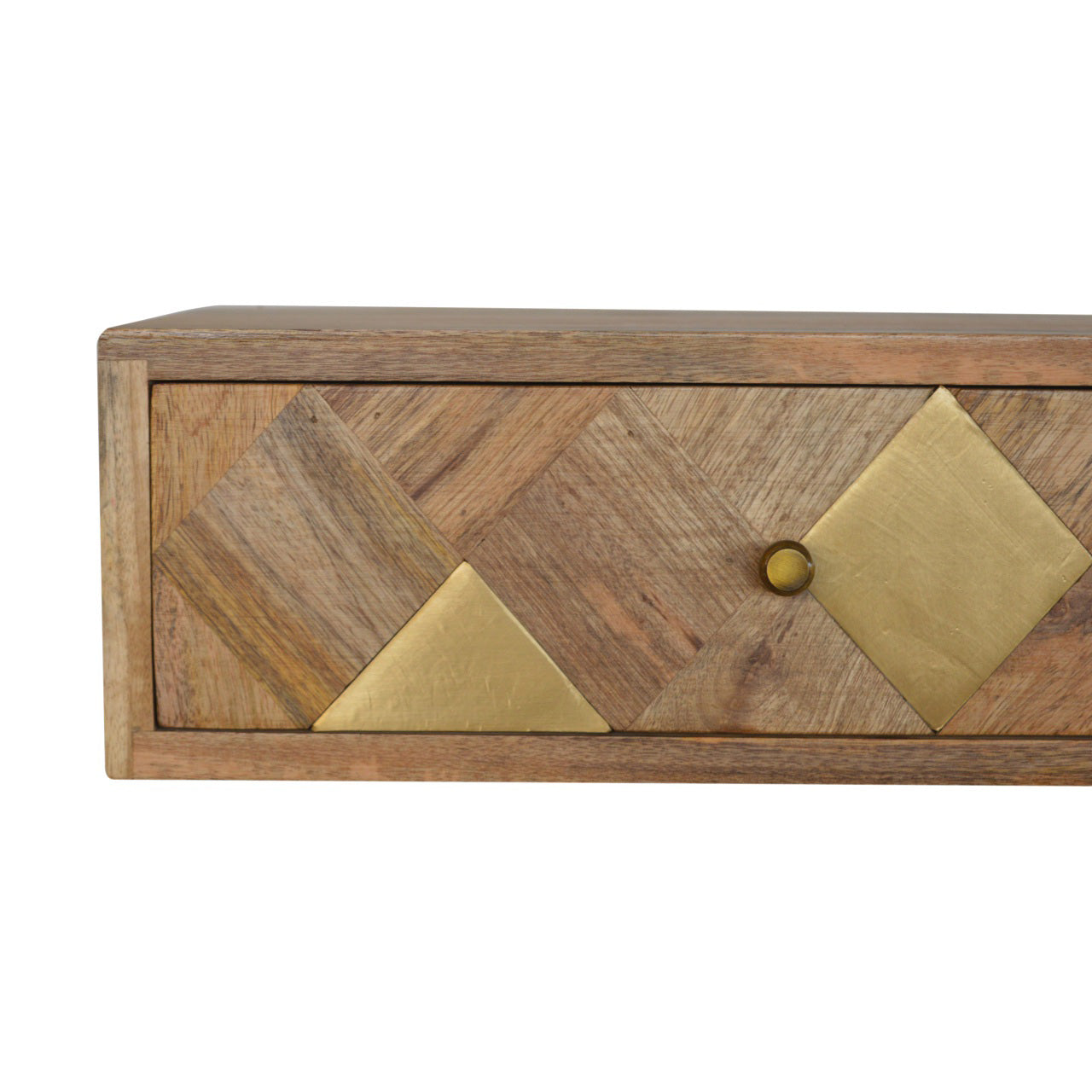 Wall Mounted Brass Inlay Diamond Bedside