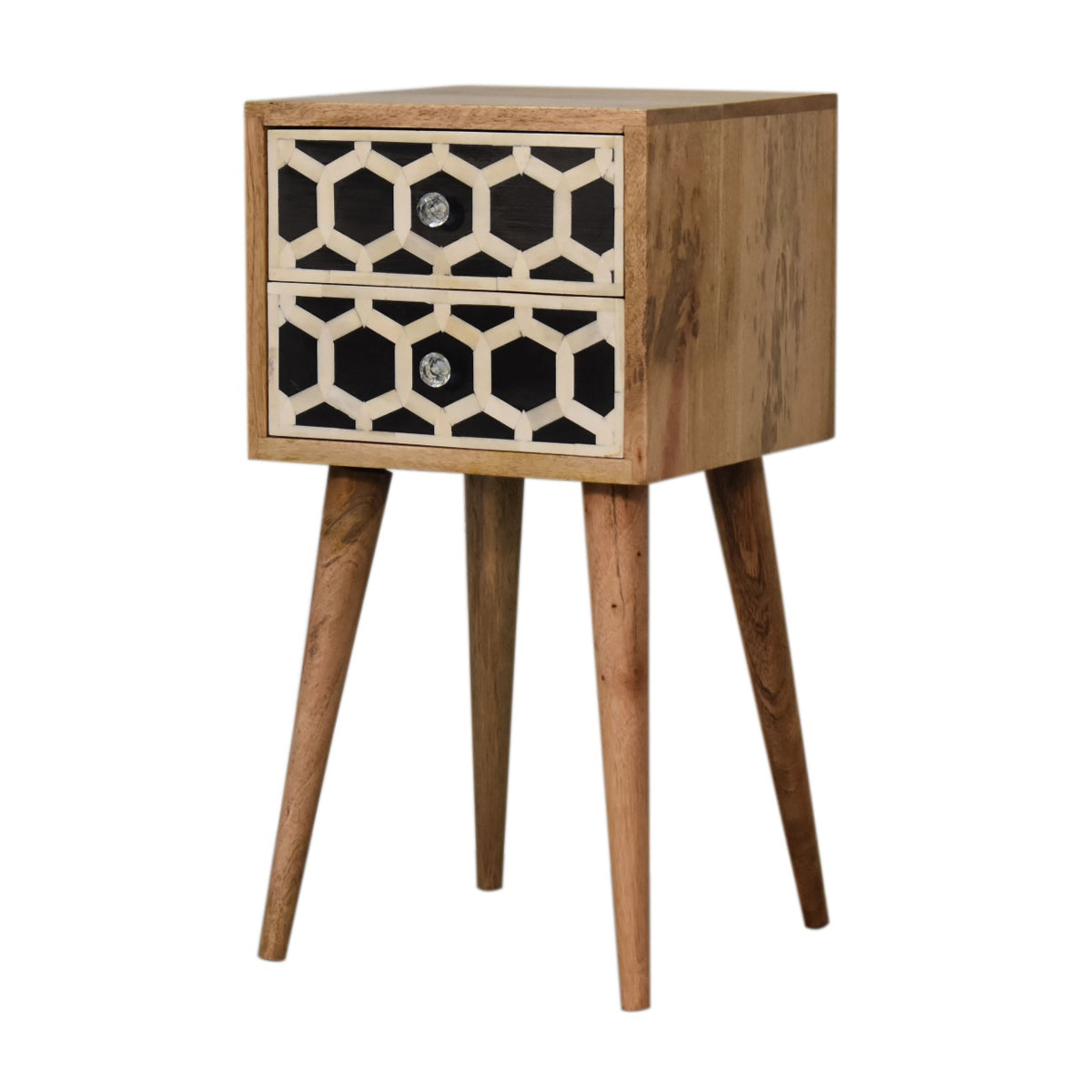 Mini Bone Inlay Bedside Table / 2 Drawers