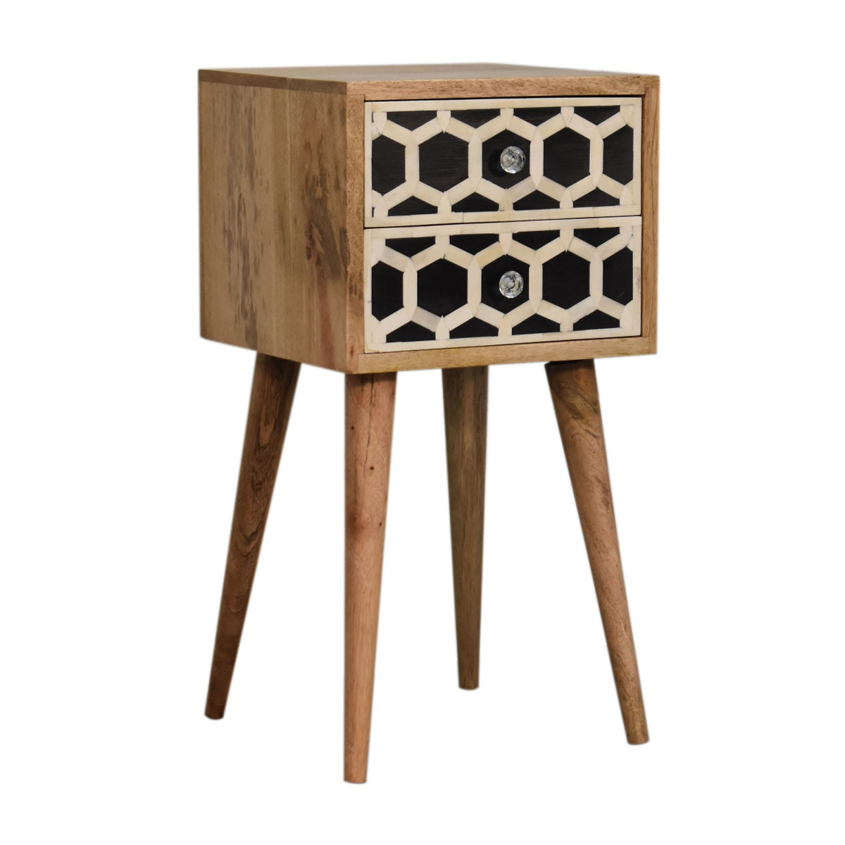 Mini Bone Inlay Bedside Table / 2 Drawers