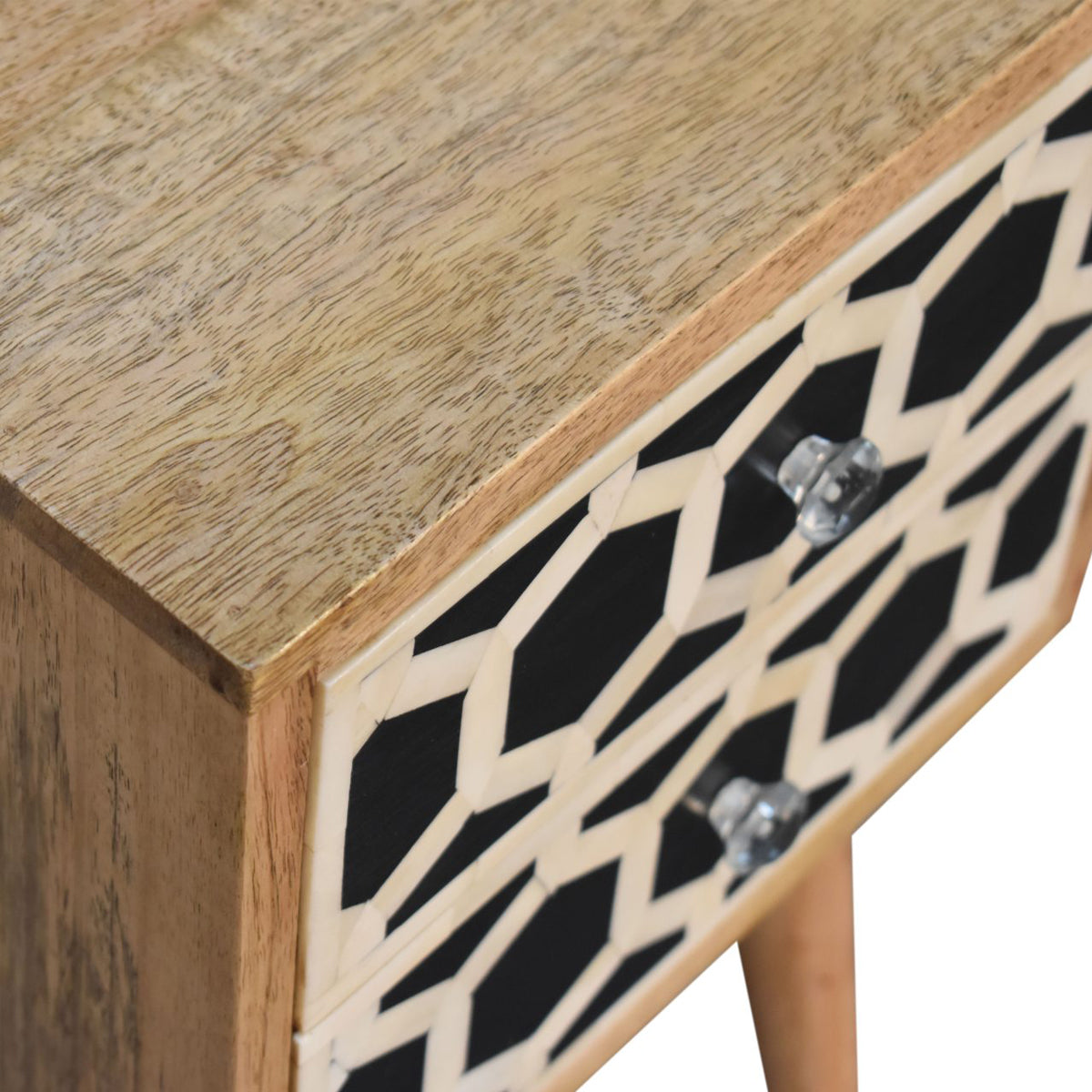 Mini Bone Inlay Bedside Table / 2 Drawers