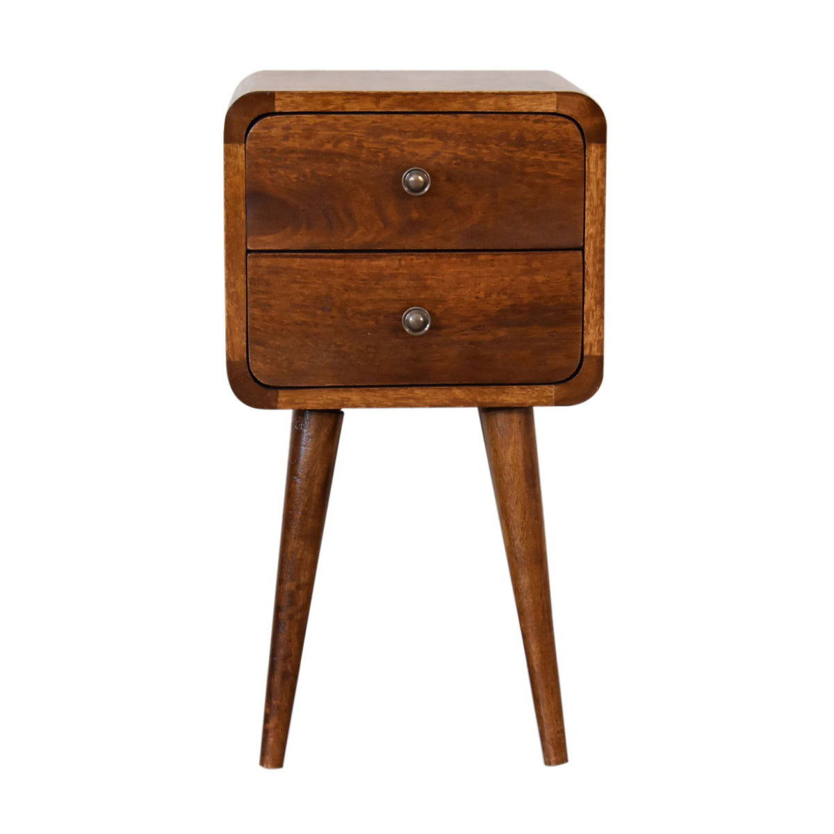 Mini Chestnut Curved Bedside - 2 Drawers