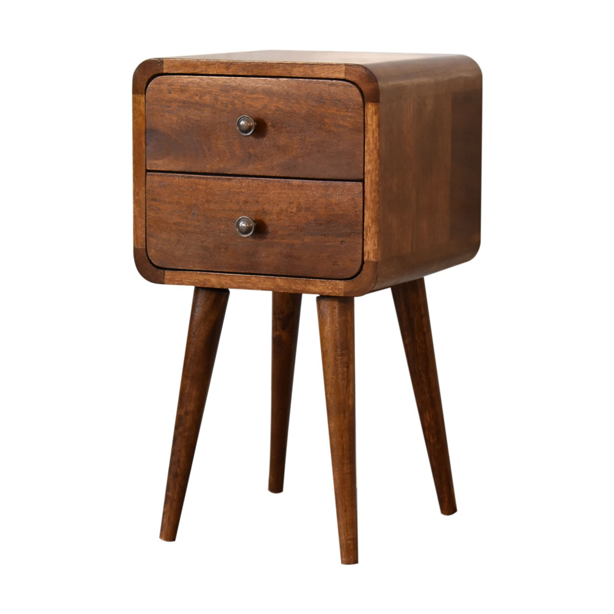 Mini Chestnut Curved Bedside - 2 Drawers