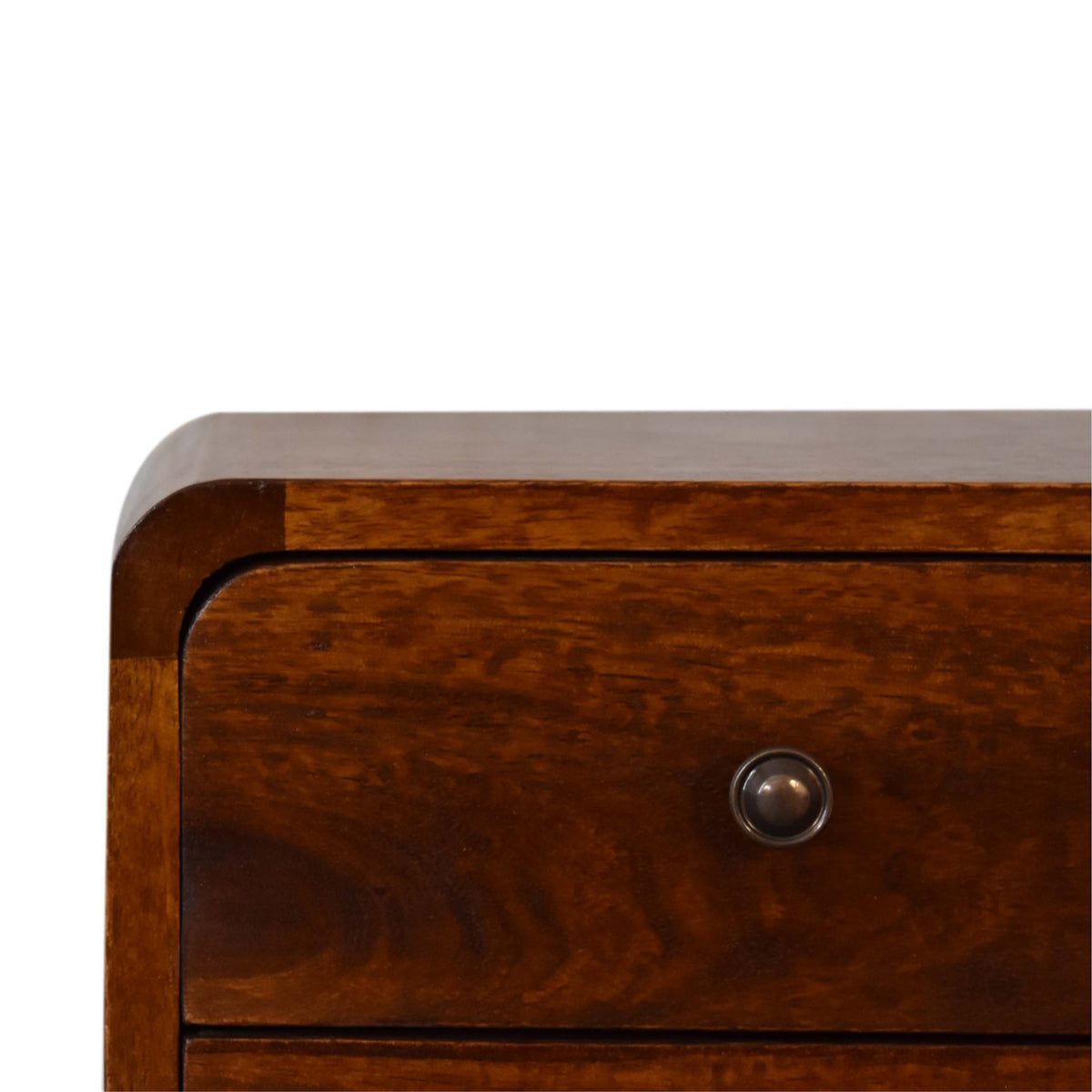 Mini Chestnut Curved Bedside - 2 Drawers