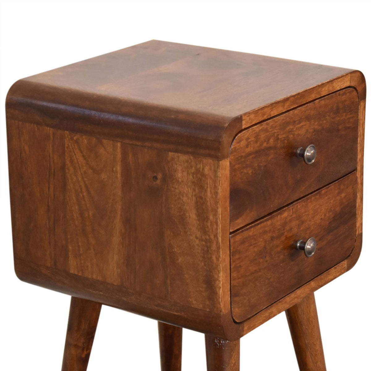 Mini Chestnut Curved Bedside - 2 Drawers