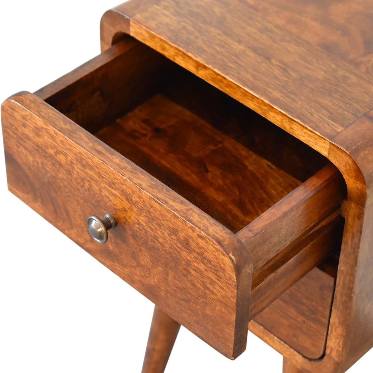 Mini Chestnut Curved Bedside - 2 Drawers