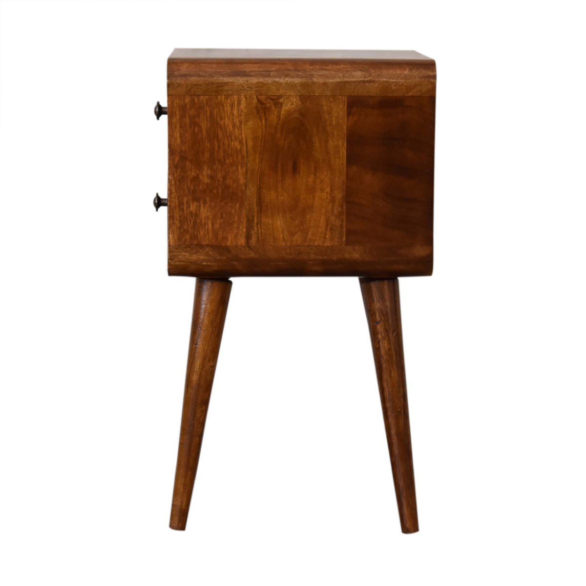 Mini Chestnut Curved Bedside - 2 Drawers