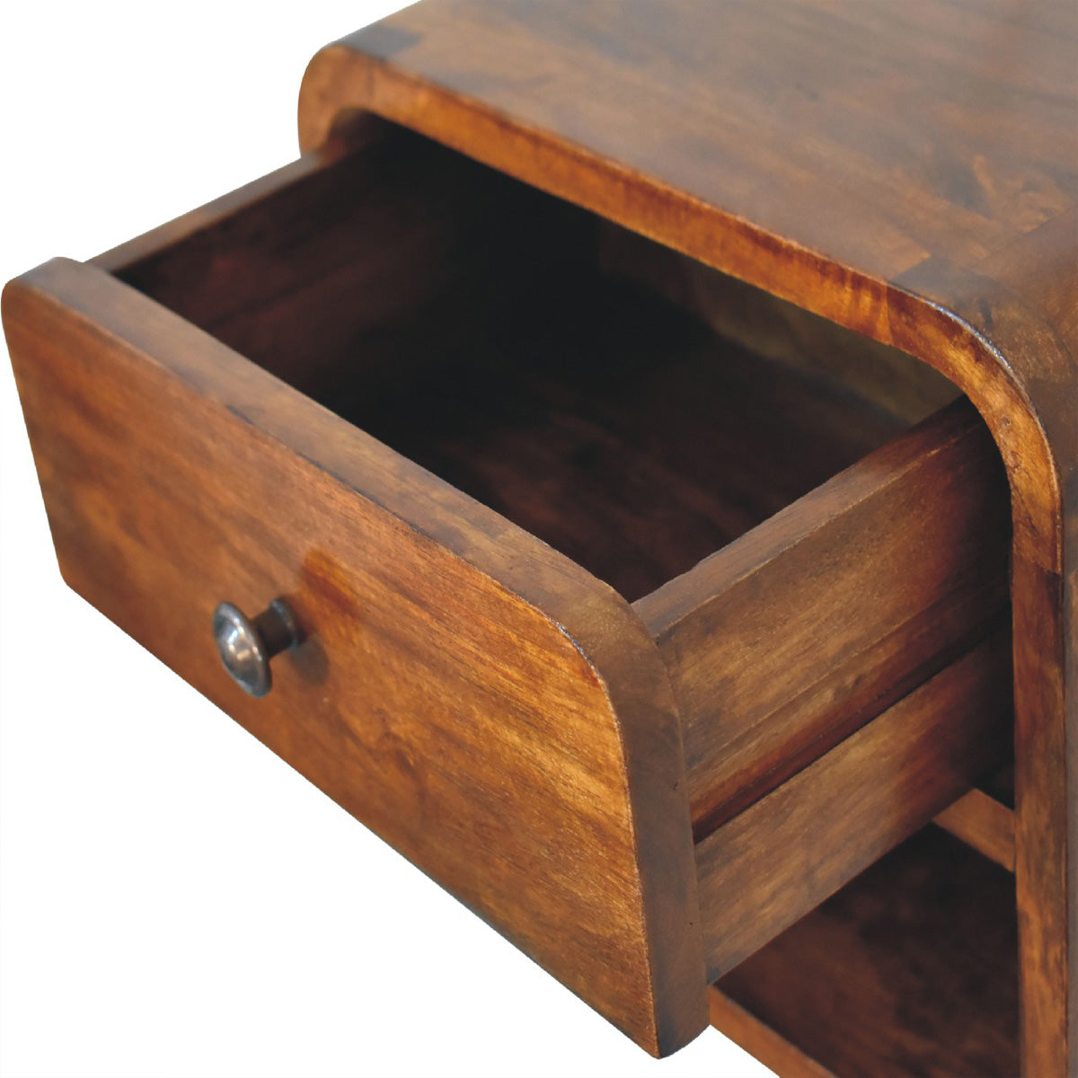 Mini Curve Floating Bedside Table - Chestnut Finish