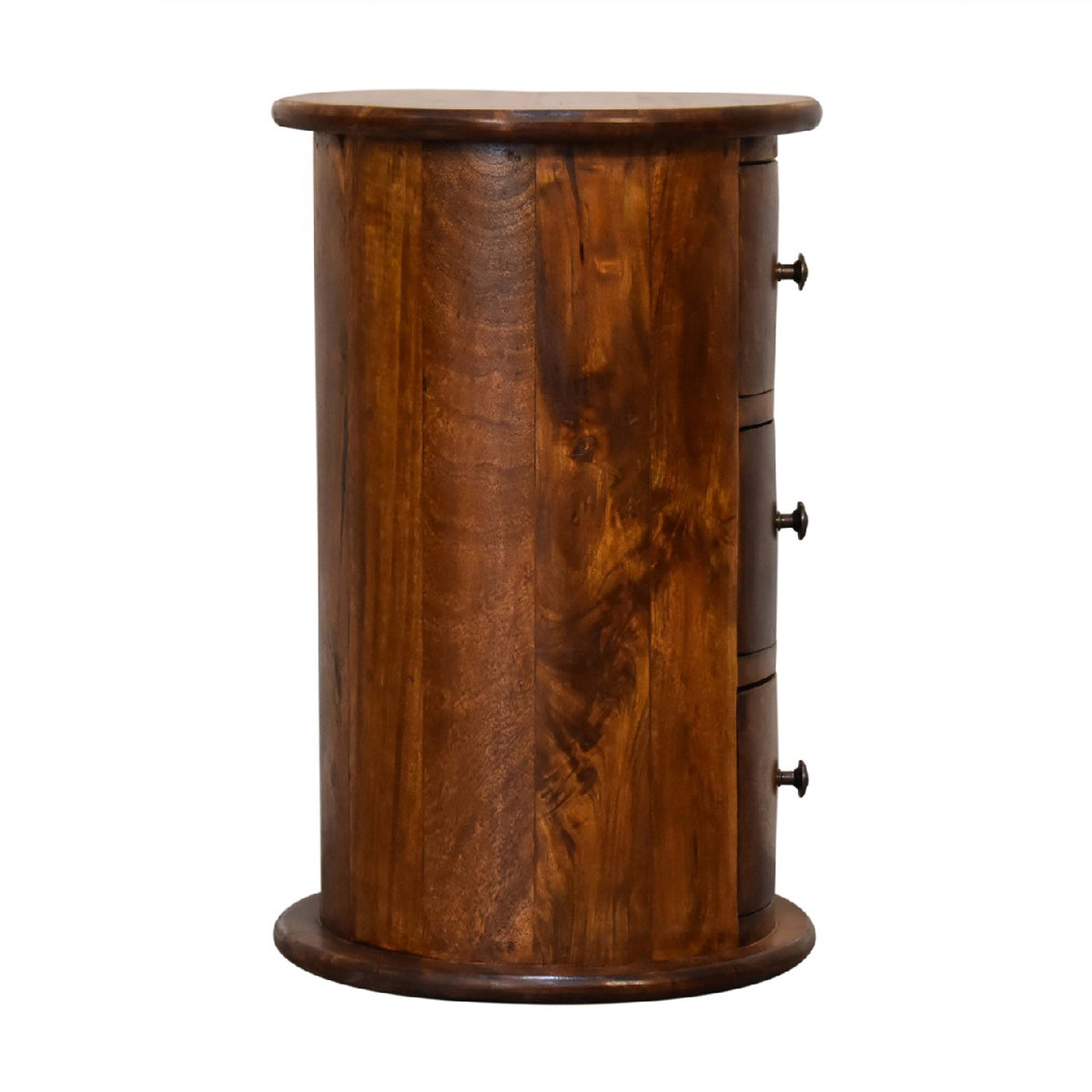 Mini Chestnut Drum Chest 3 Drawer - Dark Wood