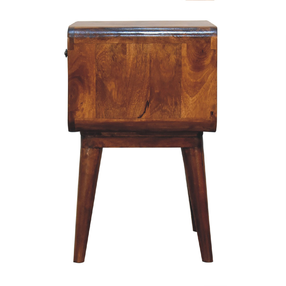 Curve Open Slot Chestnut Bedside Table / Mango Wood