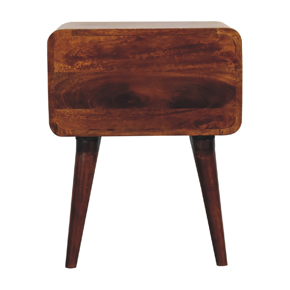 Curve Open Slot Chestnut Bedside Table / Mango Wood