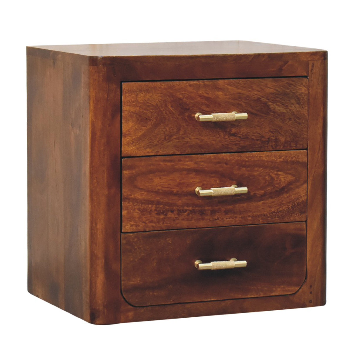 Luca Chestnut Bedside Table / Dark Wood Small Chest