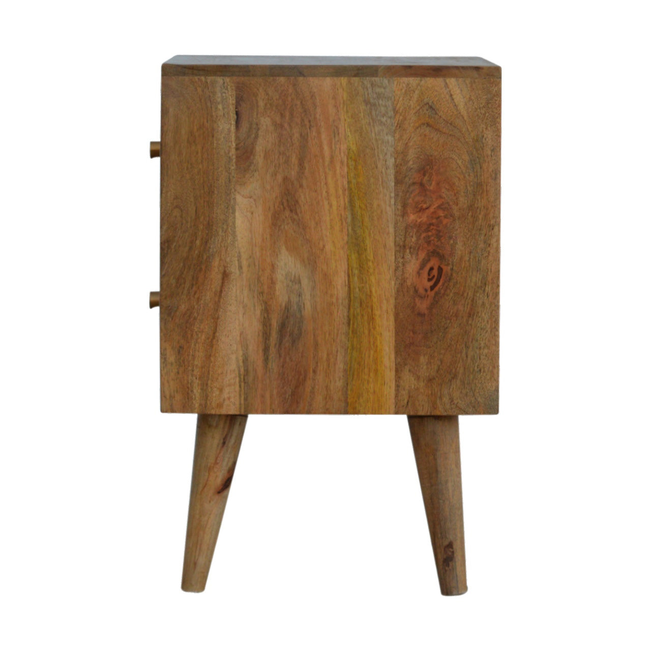 Chestnut Cube Carved Bedside / Oak-Ish Finish