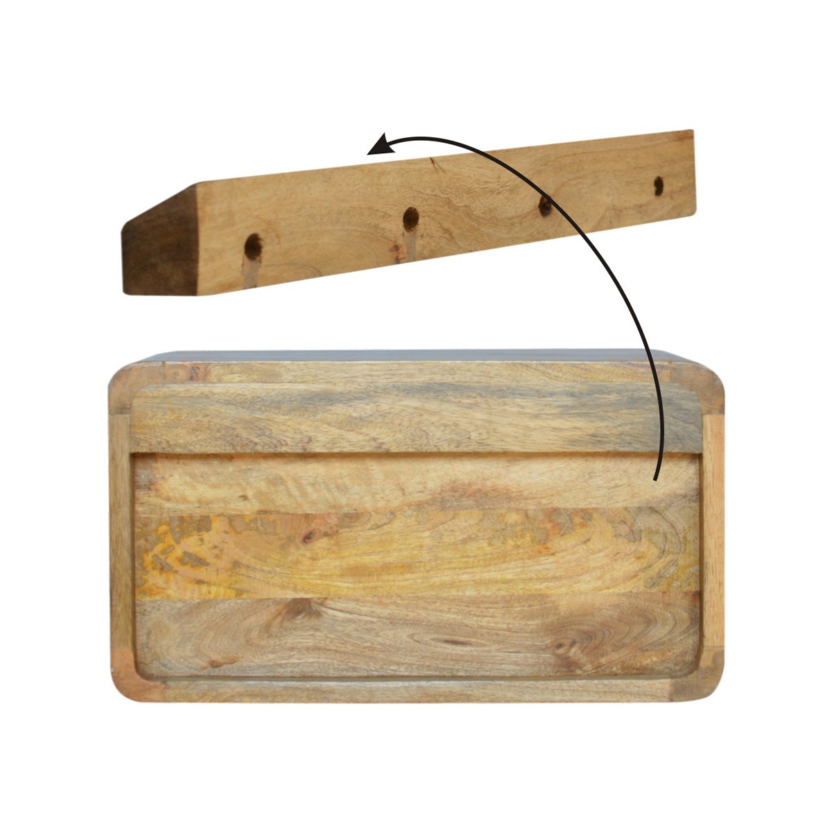 Oak-ish 2 Drawer Floating Bedside - Mango Wood
