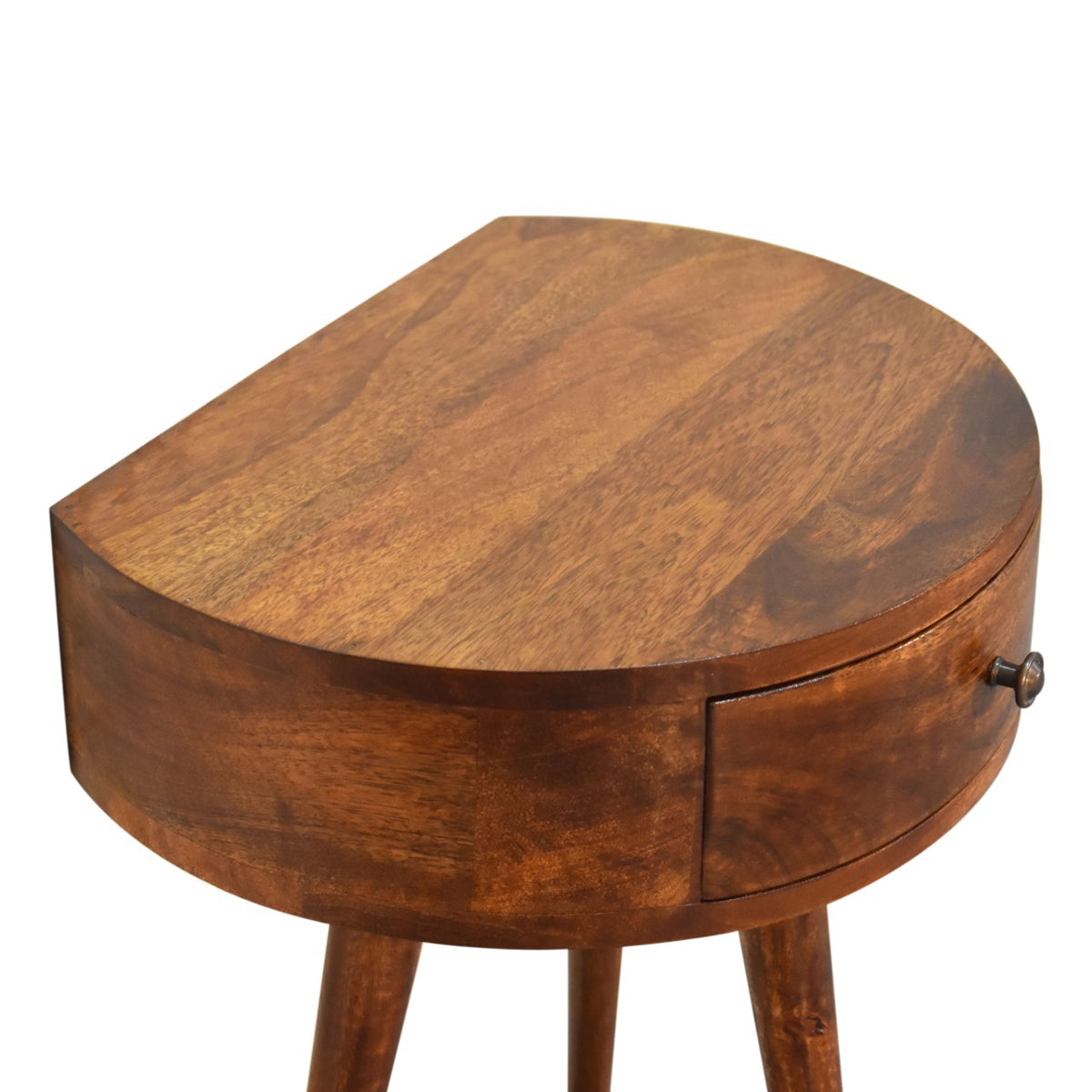 Chestnut Semi Circular Bedside Table - 1 Drawer