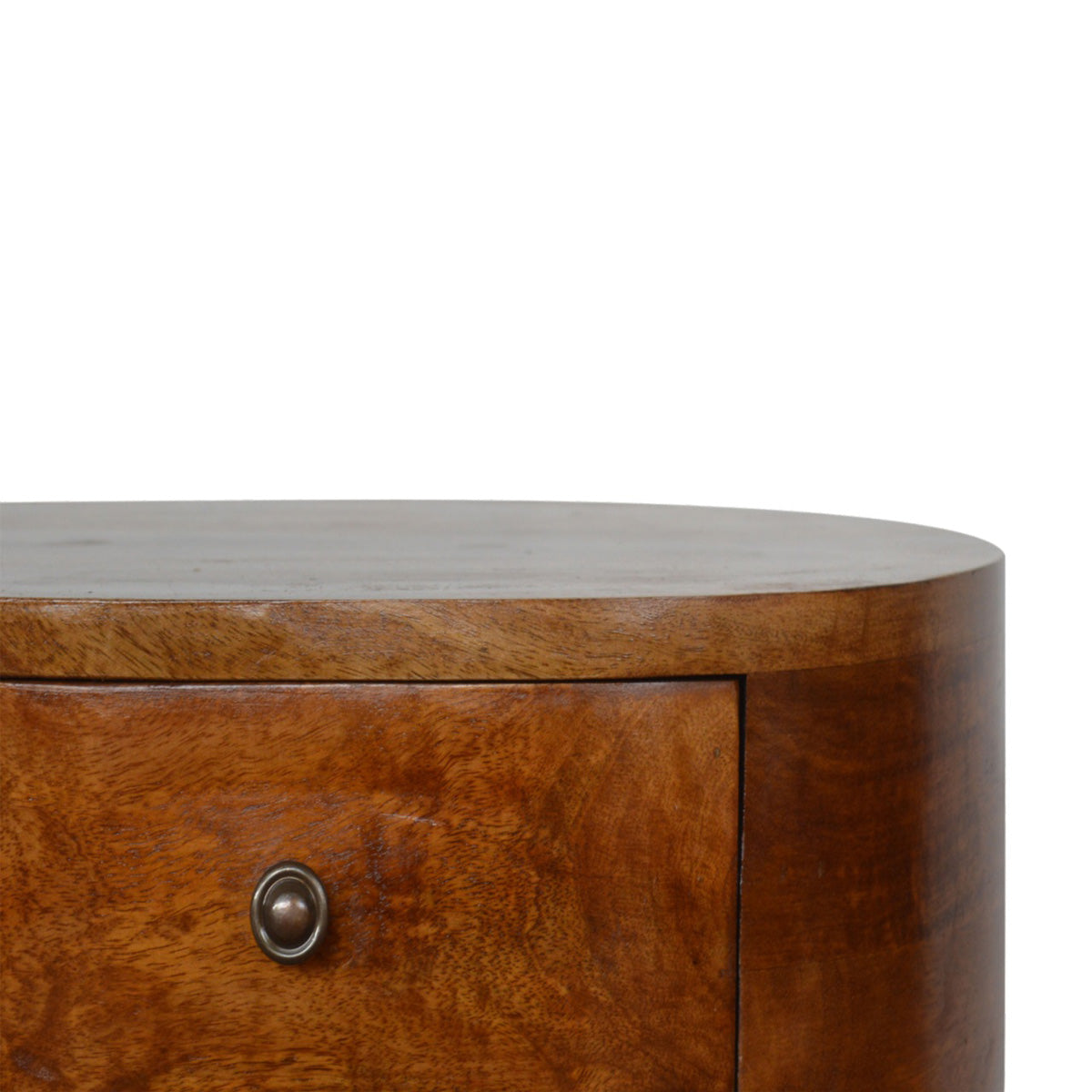 Chestnut Curved Bedside Table / Mango Wood