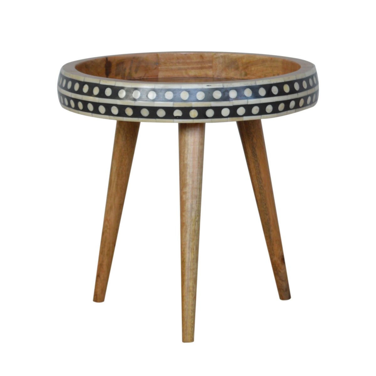 Small Dotted End Table - Mango Wood
