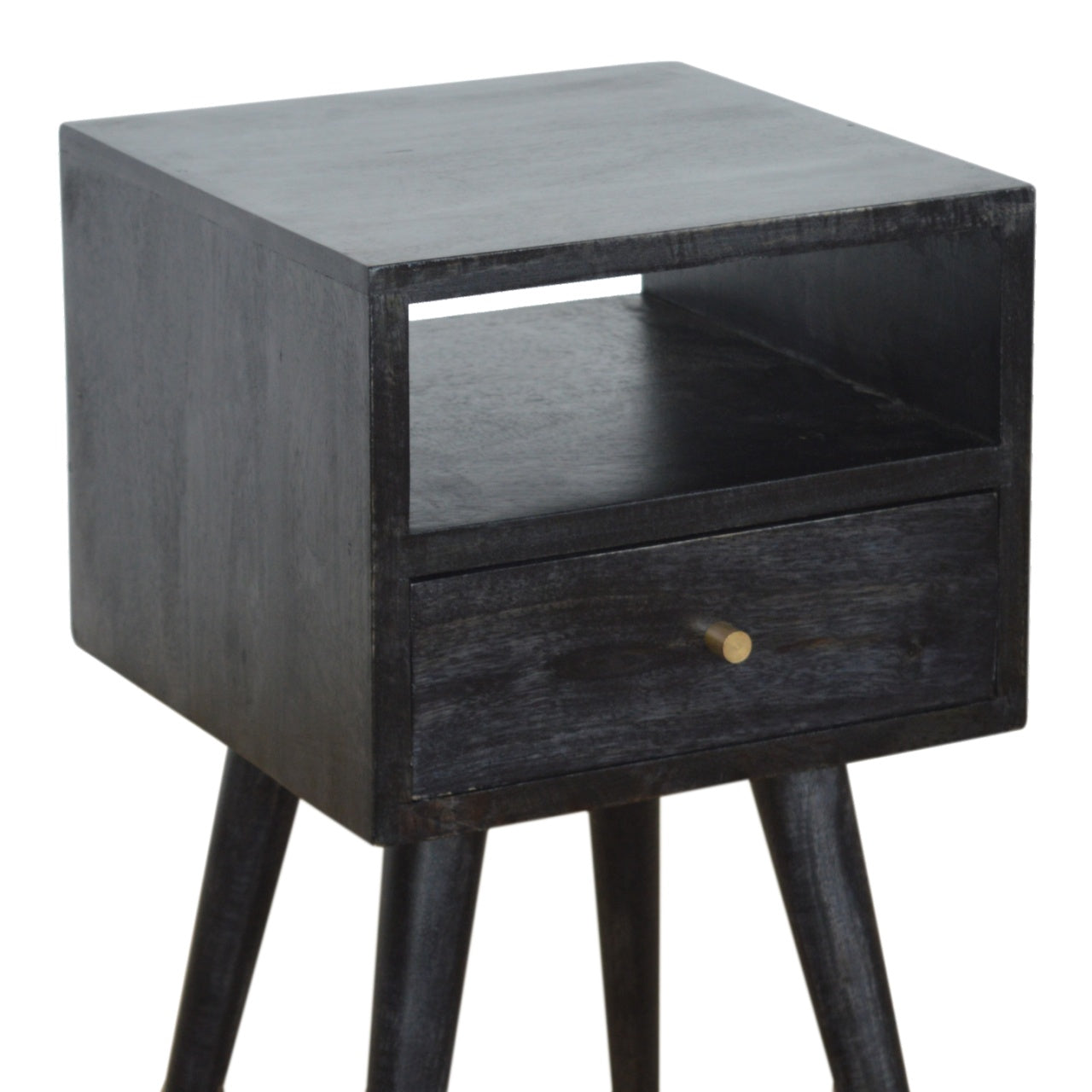 Mini Ash Black Bedside / Mango Wood