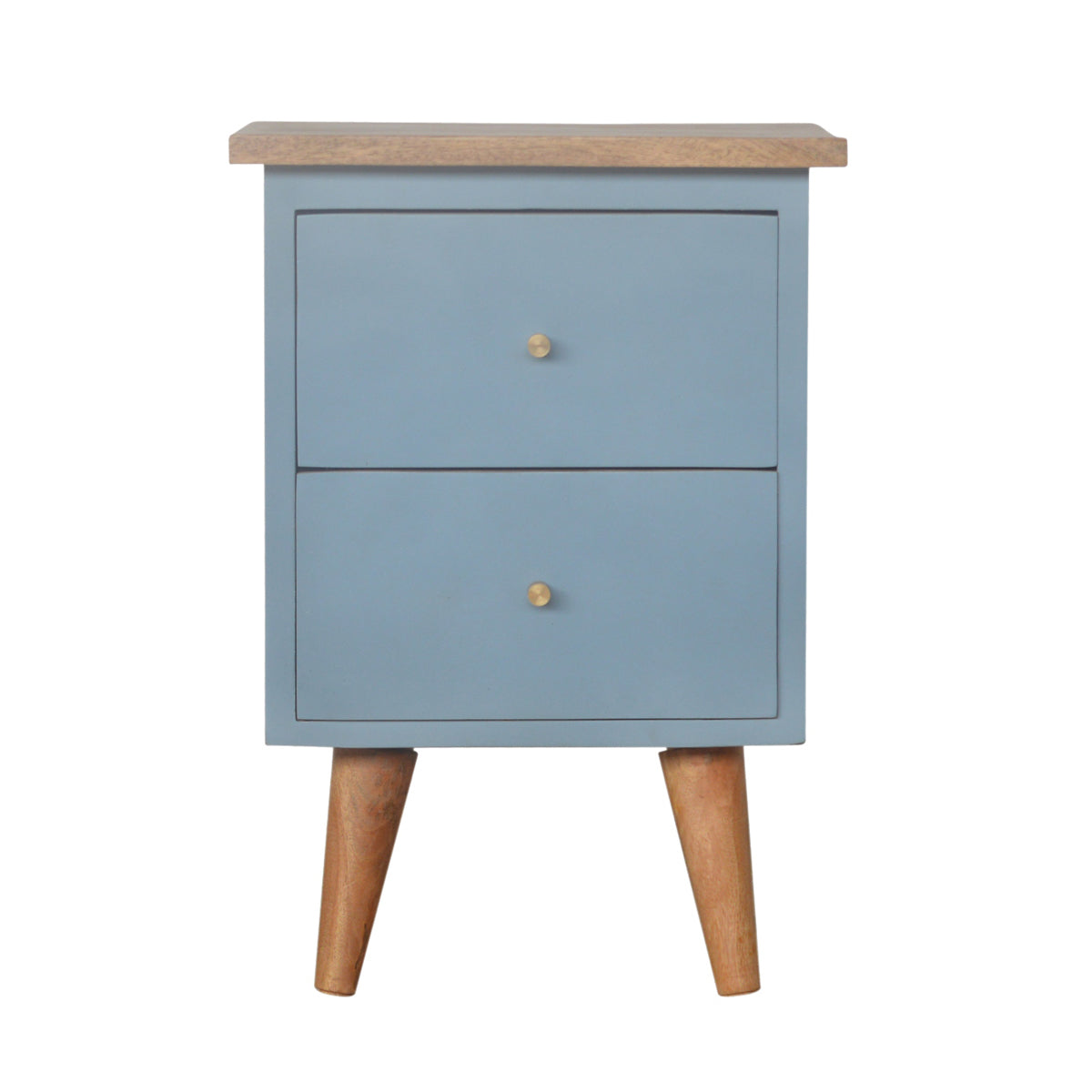 Blue Hand Painted Artisan Bedside Table / Mango Wood