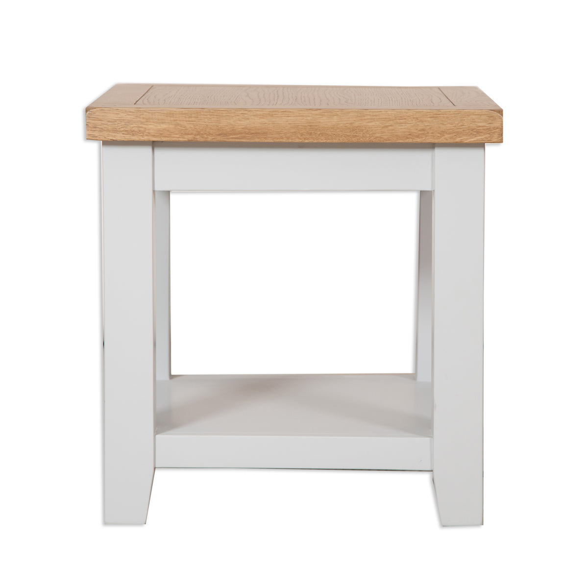 Cornish Stone Grey Square Lamp Table with Oak Top