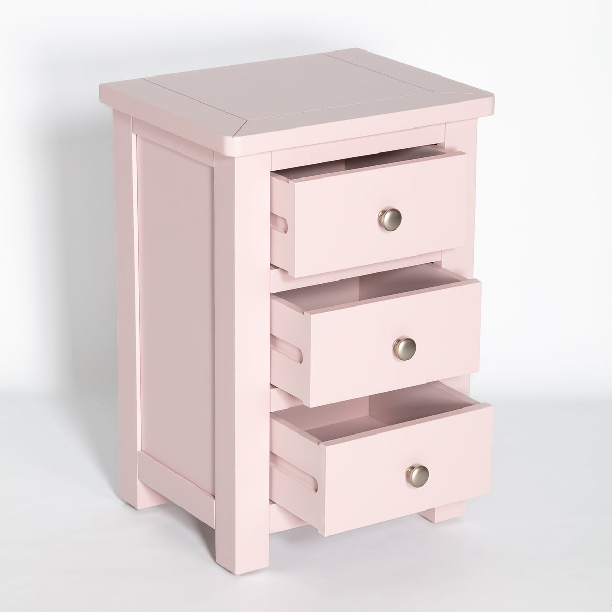 Duchy Pink 3 Drawer Bedside Table Nightstand Fully Assembled