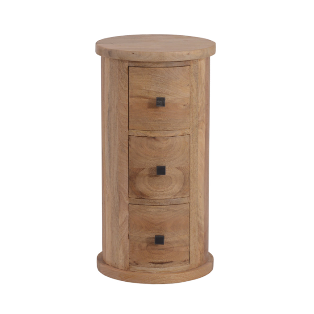 3 Drawer Modern Drum Chest - Solid Wood - H: 65cm