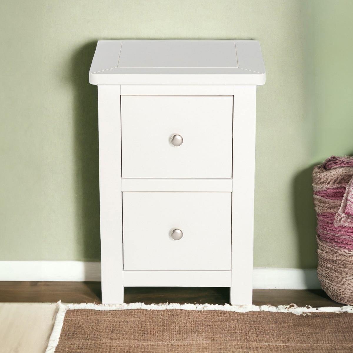 Manor White 2 Drawer Bedside Table
