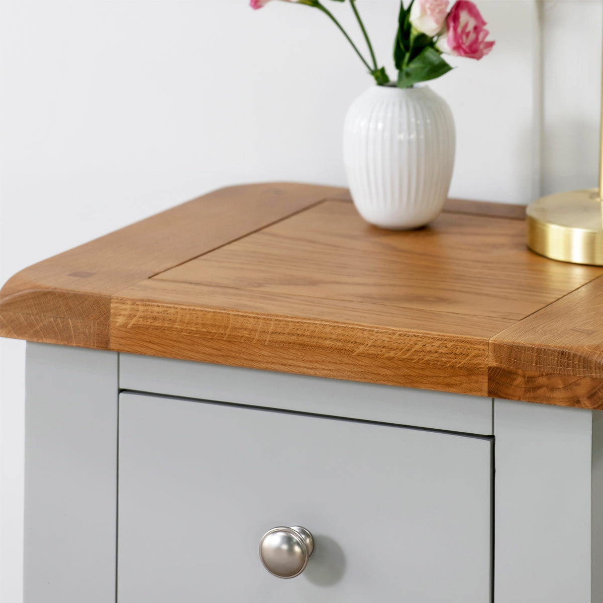 Cornish Grey/Oak 3 Drawer Bedside Table