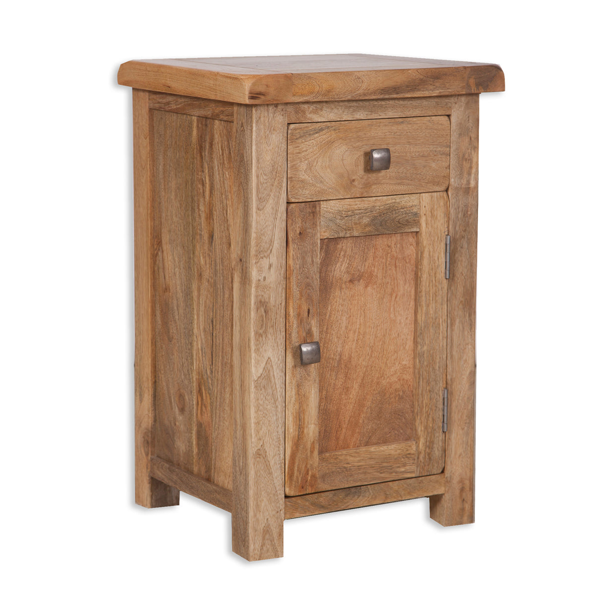 Rustic Mango Bedside Table with Cupboard & Drawer