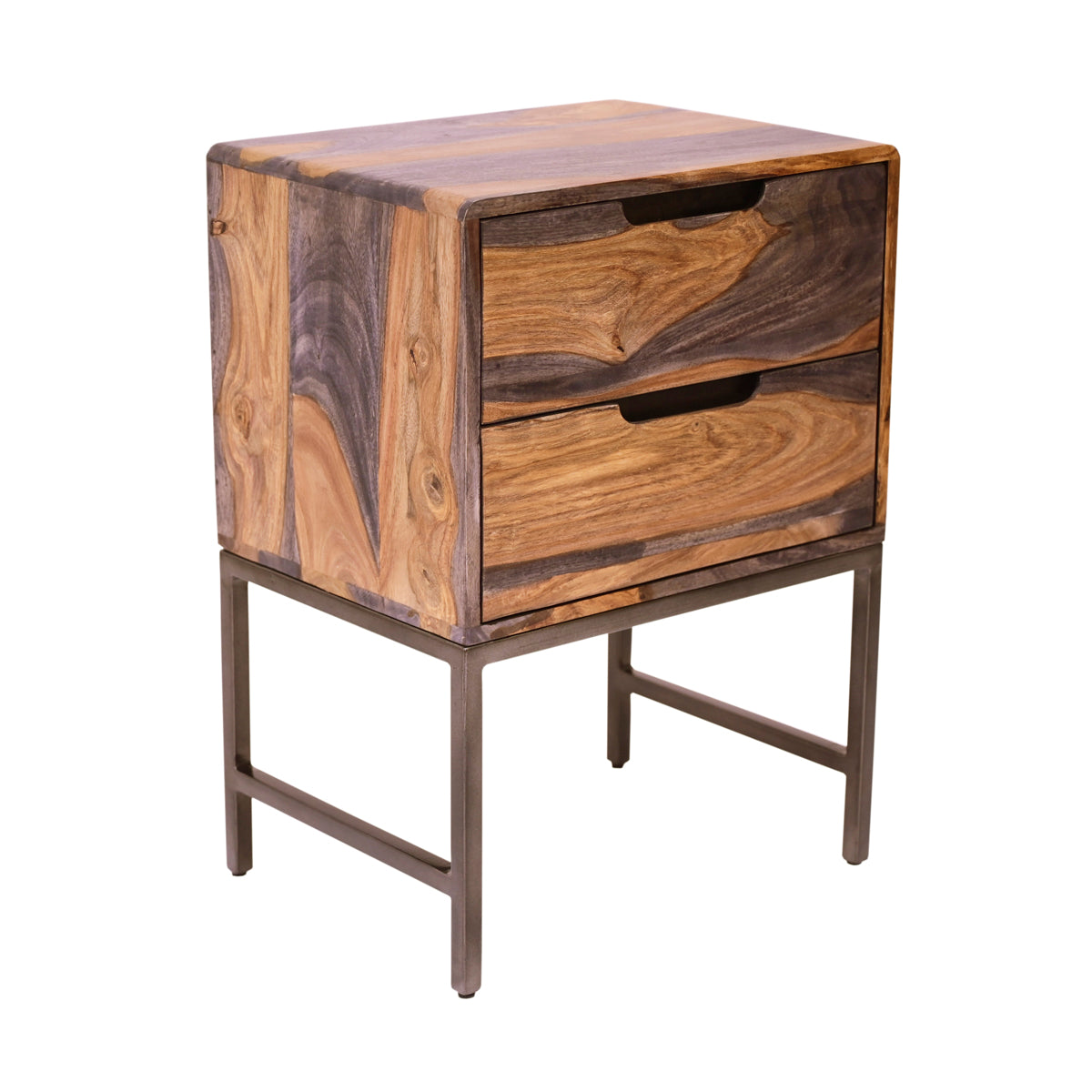 Goa Side Table with 2 Drawers / Solid Sheesham Wood
